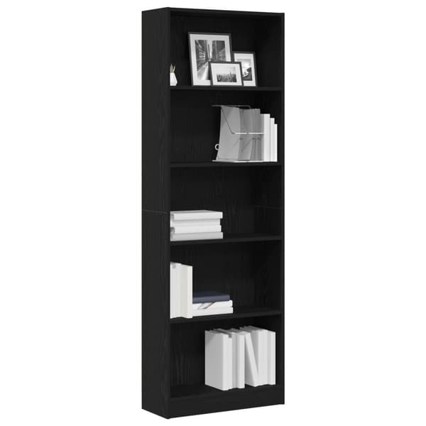 vidaXL svart eikebokhylle - 60x24x176 cm