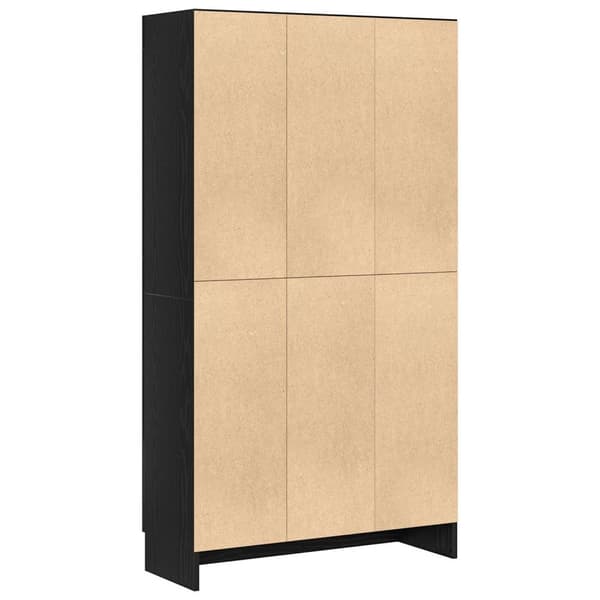 vidaXL Bogskab Sort egetræ Konstruktreret træ, Glas 82,5 x 30,5 x 150 cm