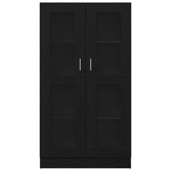 vidaXL Bogskab Sort egetræ Konstruktreret træ, Glas 82,5 x 30,5 x 150 cm