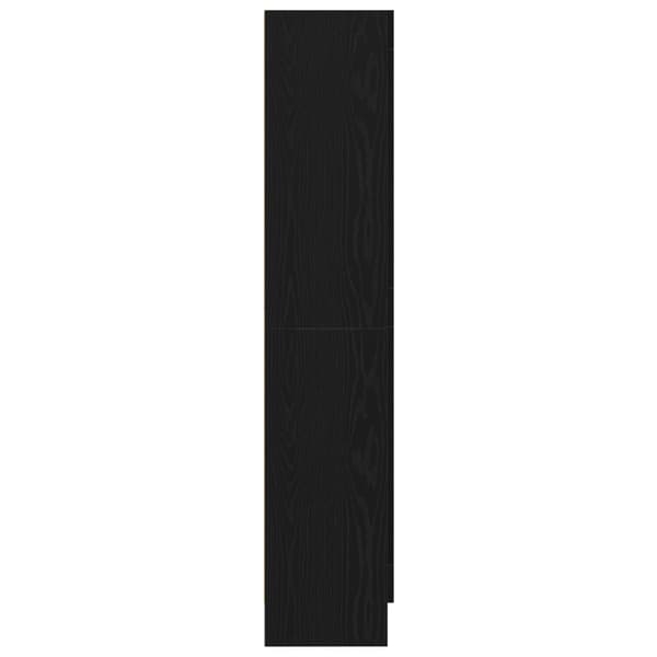 vidaXL Bogskab Sort egetræ Konstruktreret træ, Glas 82,5 x 30,5 x 150 cm