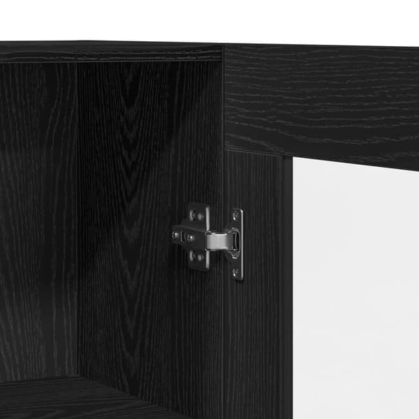 vidaXL Bogskab Sort egetræ Konstruktreret træ, Glas 82,5 x 30,5 x 150 cm