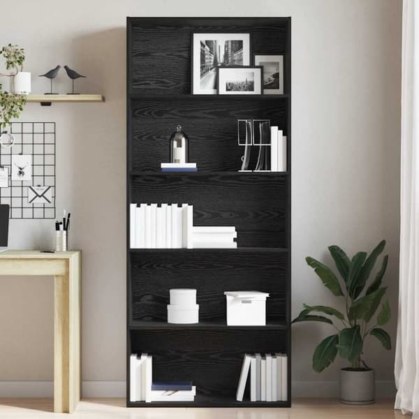 vidaXL Bokhylla svart ek 80x30x189 cm konstruerat trä