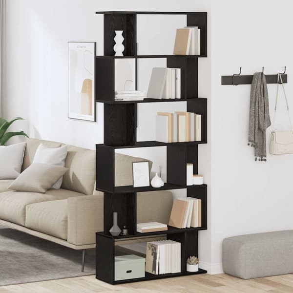 vidaXL Bokhylla svart ek 80x24x190,5 cm konstruerat trä