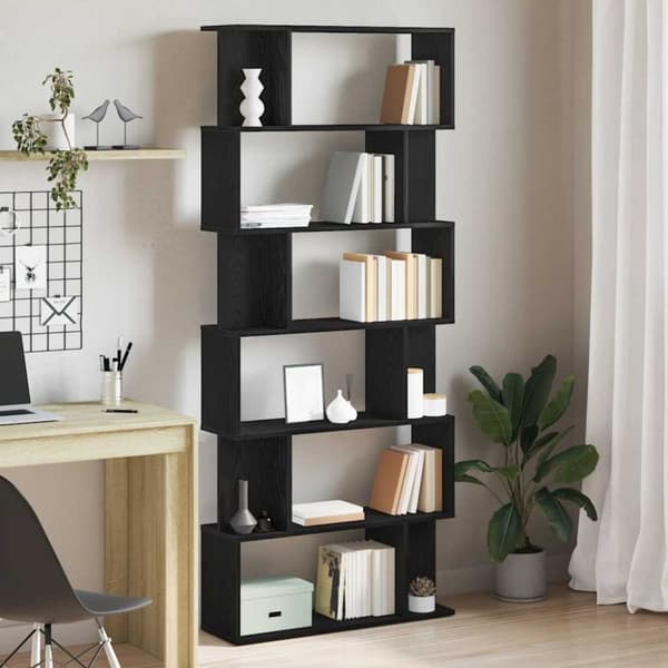 vidaXL Bokhylla svart ek 80x24x190,5 cm konstruerat trä