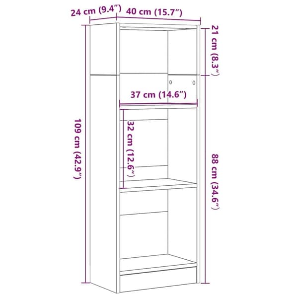 vidaXL bogreol 40x24x109 cm konstrueret træ sort egetræsfarve