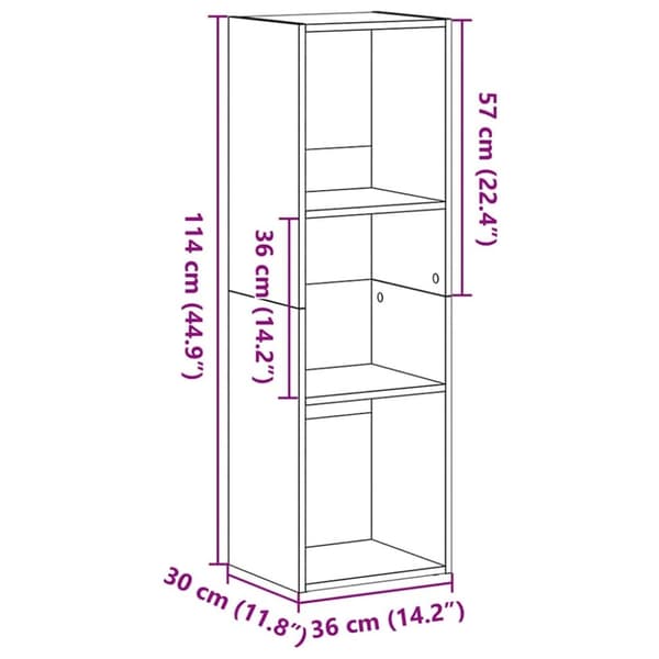 vidaXL bogreol 36x30x114 cm konstrueret træ sort-eg