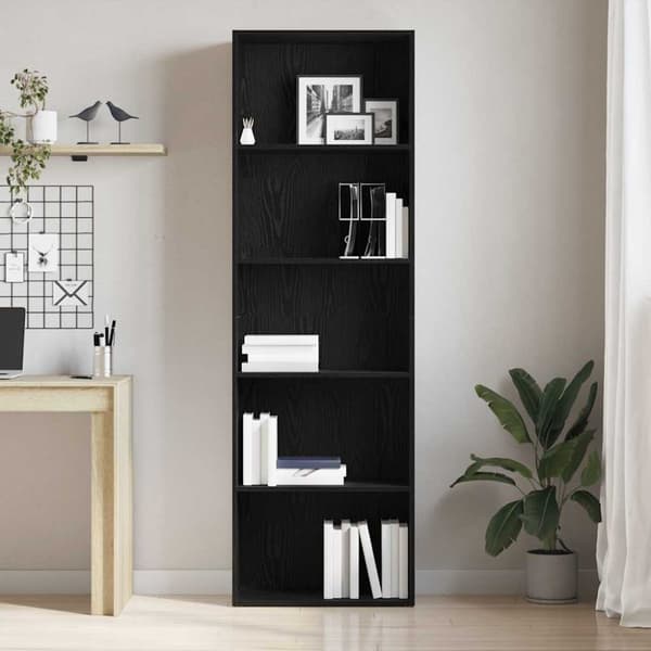 vidaXL bogreol 60x30x189 cm konstrueret træ sort egetræsfarve