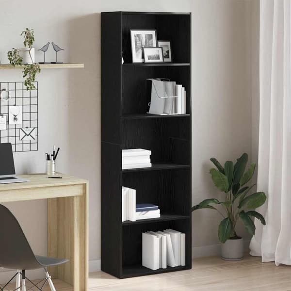 vidaXL bogreol 60x30x189 cm konstrueret træ sort egetræsfarve