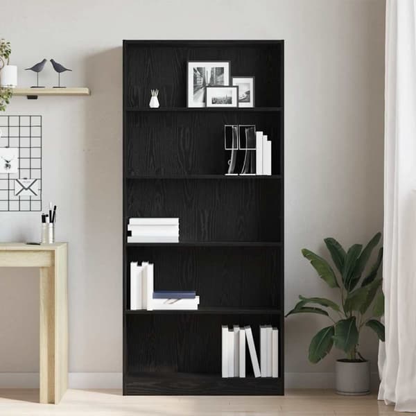 vidaXL bogreol 80x24x176 cm konstrueret træ sort egetræsfarve