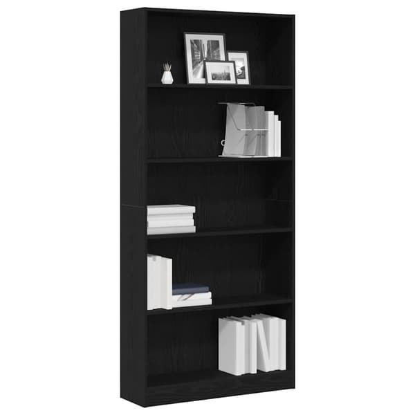 vidaXL bogreol 80x24x176 cm konstrueret træ sort egetræsfarve
