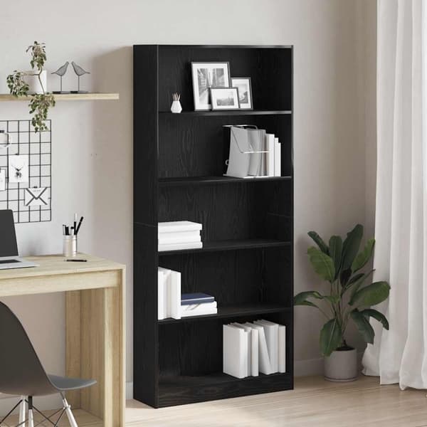 vidaXL bogreol 80x24x176 cm konstrueret træ sort egetræsfarve