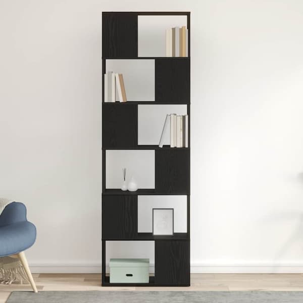 vidaXL Bokhylle/romdeler svart eik 60x24x186 cm