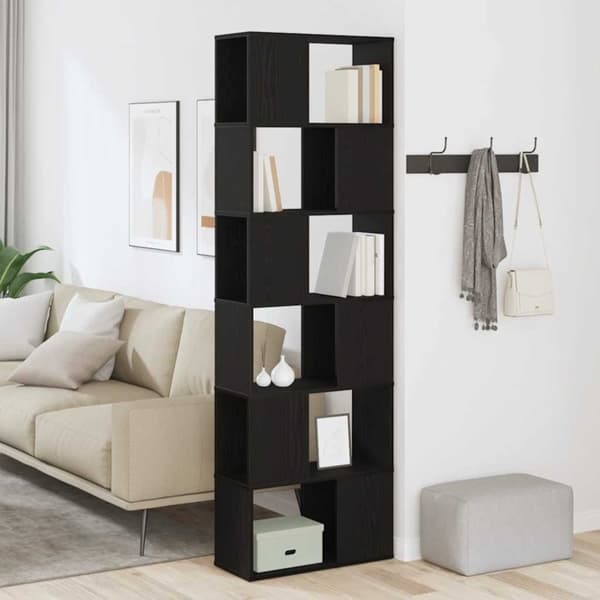 vidaXL Bokhylle/romdeler svart eik 60x24x186 cm