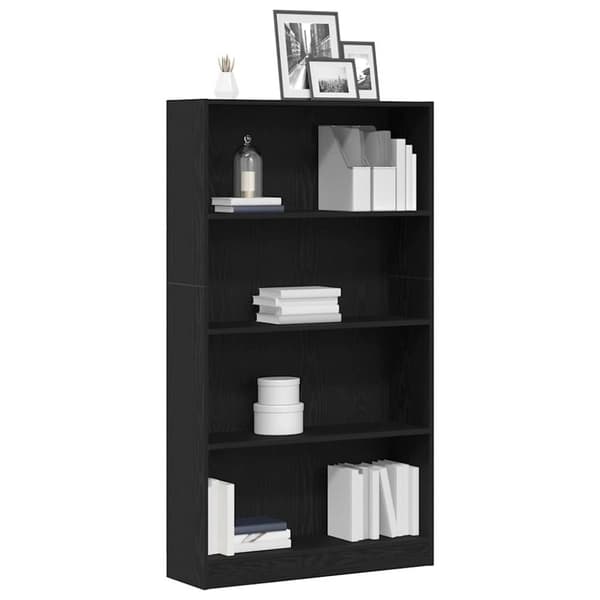 vidaXL bogreol 4 hylder 80x24x143 cm konstrueret træ sort egetræsfarve