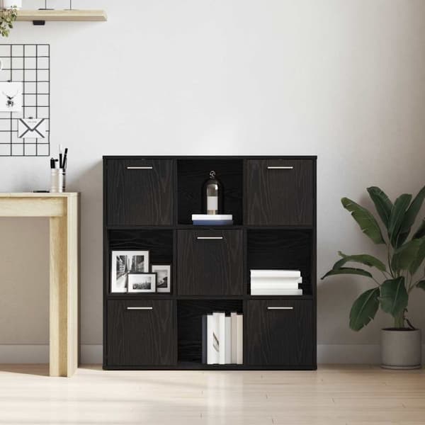 vidaXL bogreol 90x28x90 cm konstrueret træ sort egetræsfarve