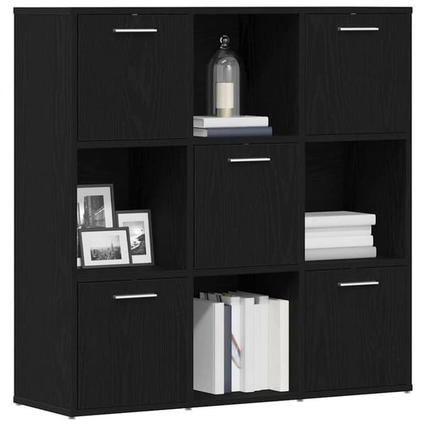 vidaXL bogreol 90x28x90 cm konstrueret træ sort egetræsfarve
