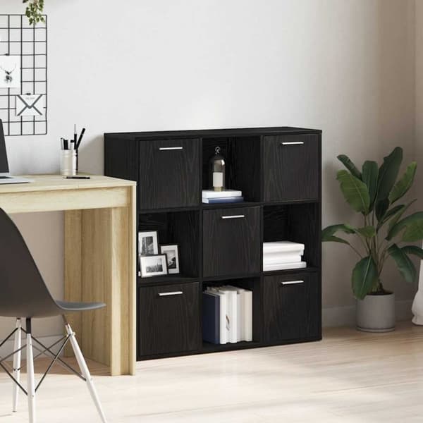 vidaXL bogreol 90x28x90 cm konstrueret træ sort egetræsfarve