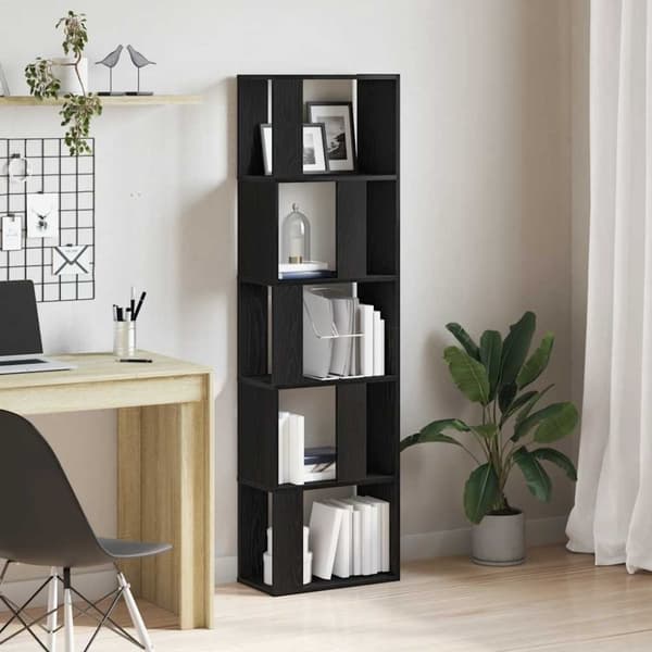 vidaXL bogreol/rumdeler 45x24x159 cm konstrueret træ sort-eg