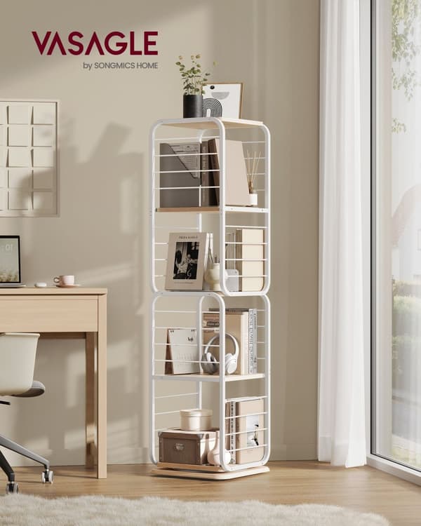 Bogreol, VASAGLE, 43x43x158 cm, Naturbeige.