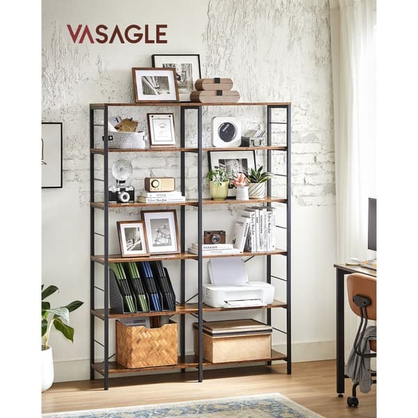 Bokhylla, VASAGLE, 30 x 120 x 172,5 cm, Vintagebrun-Svart.
