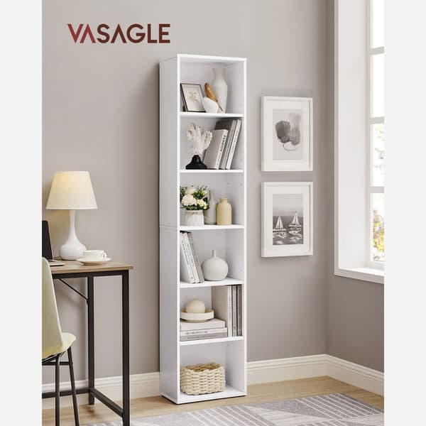 Reol, VASAGLE Bogreol, 40x24x178,5 cm, Hvid.