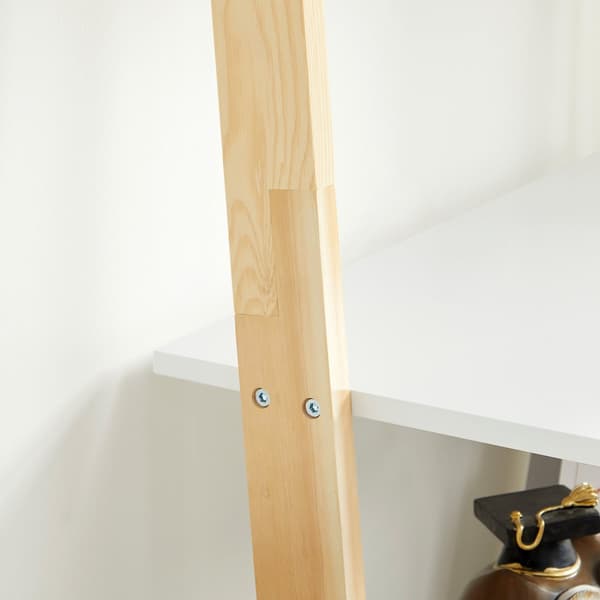 Stigereol, VASAGLE, 60x35x171 cm, Mat Hvid-Naturfarver.