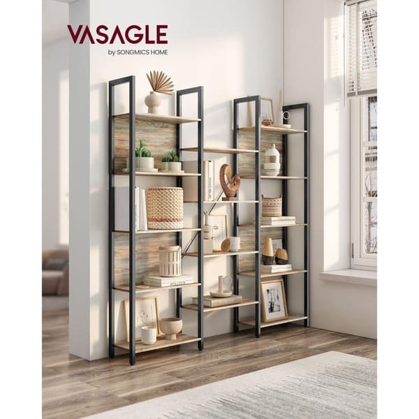 Bogreol, VASAGLE LLS107B01, 24x158 cm, Eg Blå-Sort