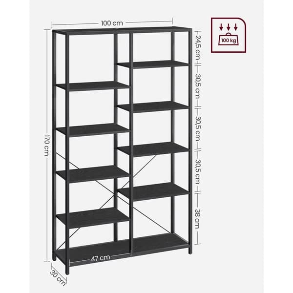 Hylde, VASAGLE LLS155B01, 30x100x170 cm, Sort