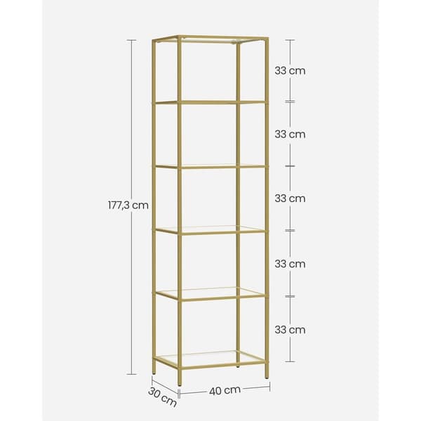 Stående hylla, VASAGLE, 40x177.3 cm, Guld