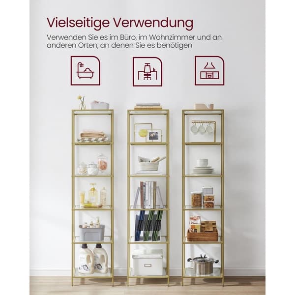 Stående hylla, VASAGLE, 40x177.3 cm, Guld