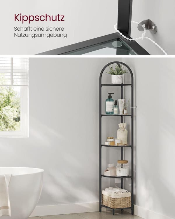 Hjørnereol, LGT810A01, 28x28x158 cm, Sort