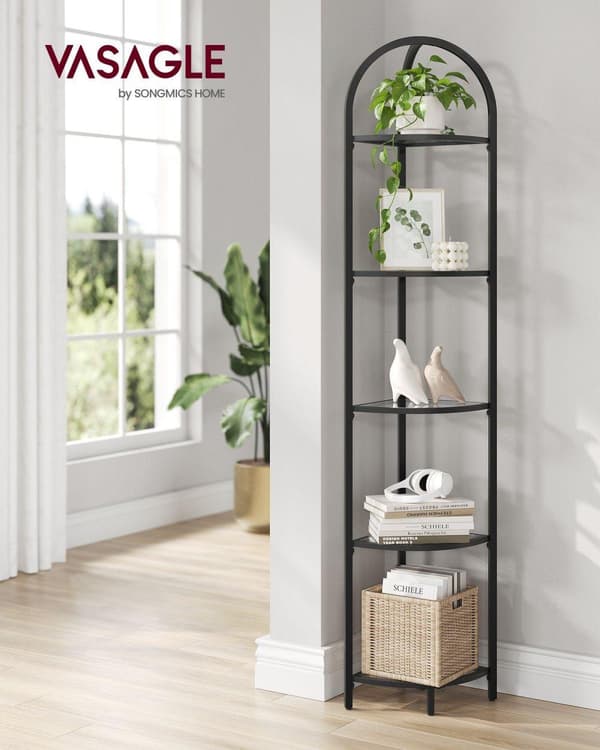 Hjørnereol, LGT810A01, 28x28x158 cm, Sort