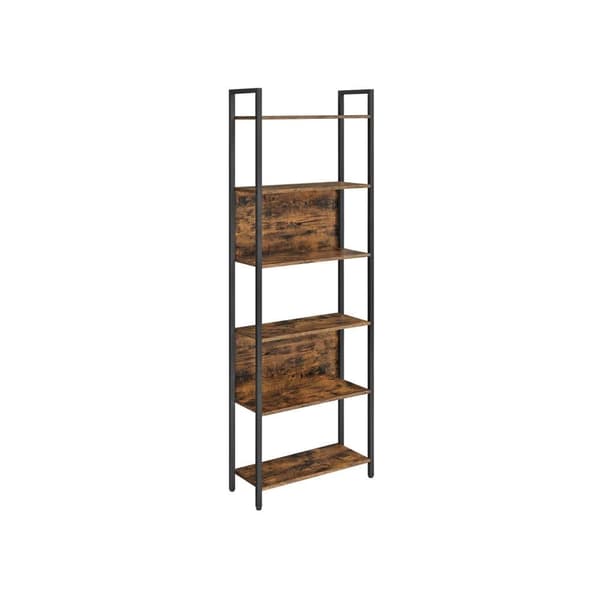 Bokhylla, VASAGLE, 60x24x186 cm, Vintagebrun-Svart