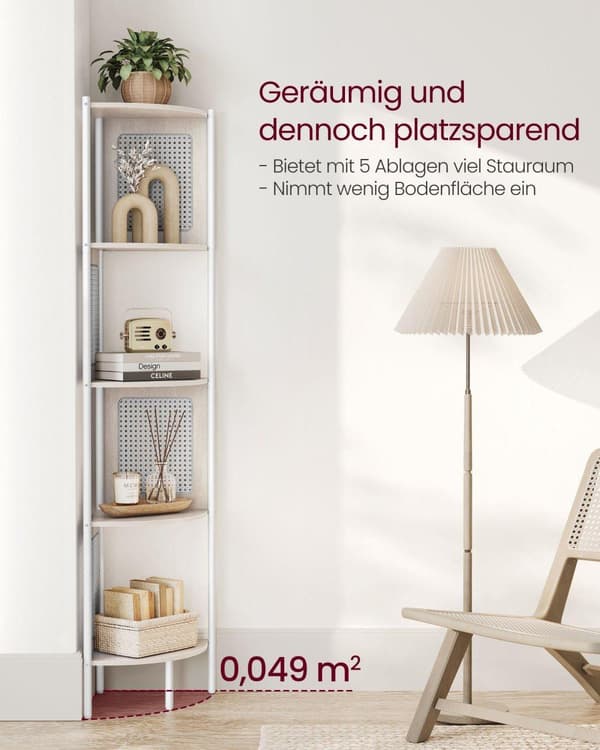 Hjørnereol, VASAGLE, 31.9x31.9x156.4 cm, Beige