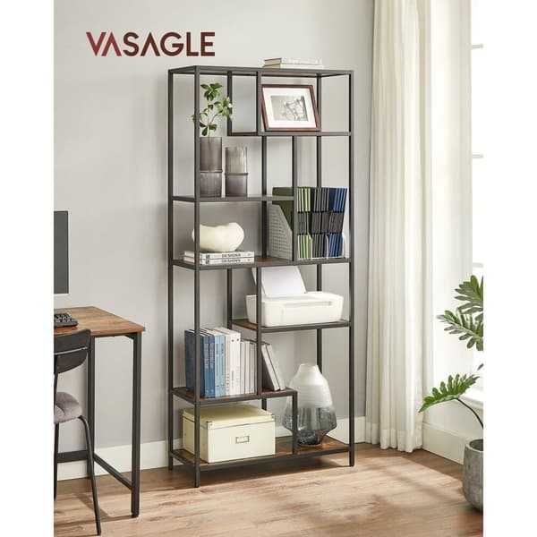 Kirjahylly, VASAGLE, 80x180 cm, Vintage ruskea-musta
