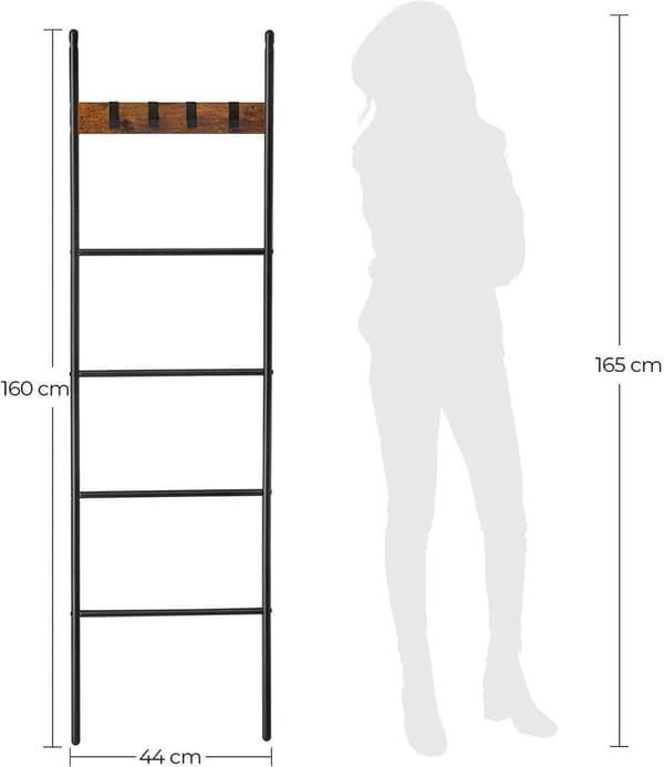 Handduksstege, VASAGLE, 44x160 cm, Vintagebrun-Svart
