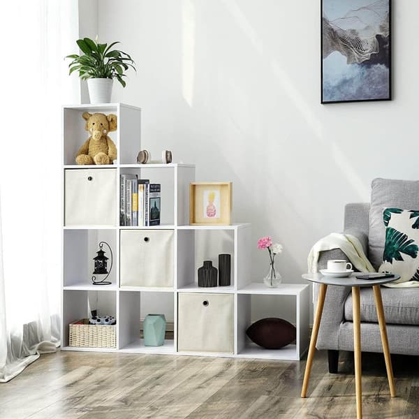 Bogreol, VASAGLE, 129.5x29x129.5 cm, Hvid