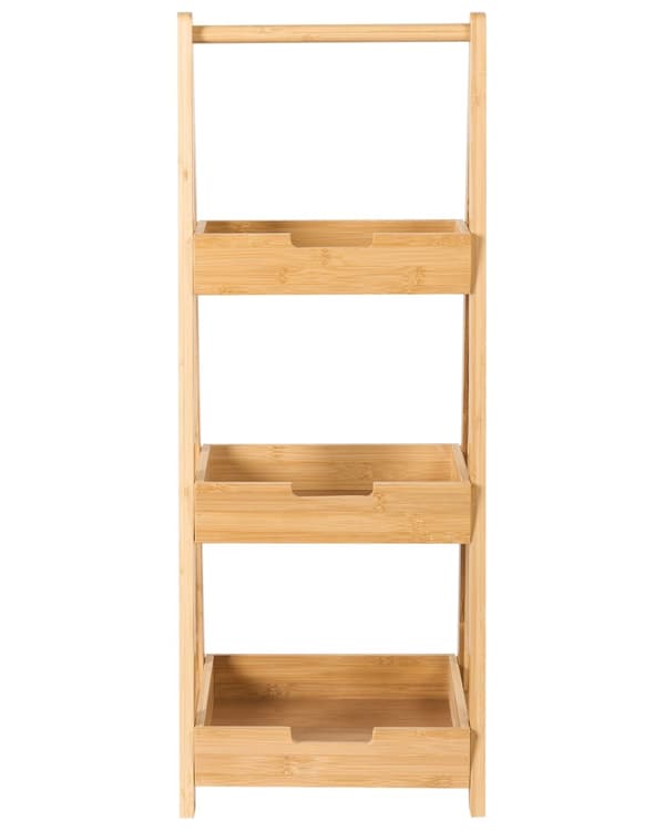 Baderomshyller i Lysebrunt Bambustre med 3-lags Kurvdesign