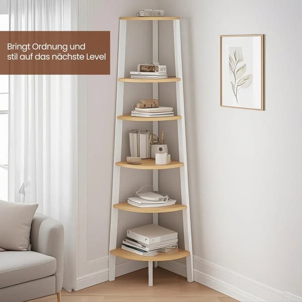 Bogreol med 5 lag - Industriel design, naturlig eg og matte hvid