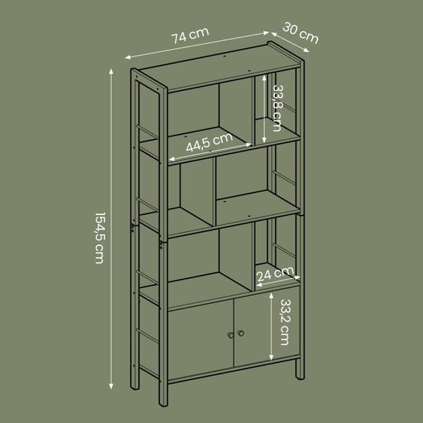 Bokhylla - med 4 hyllor, kompakt och elegant