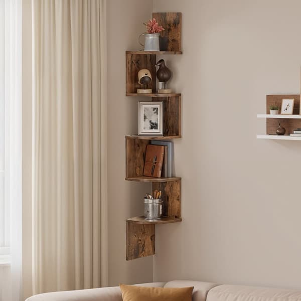Corner Board - vägghylla med 5 nivåer, flytande design för böcker