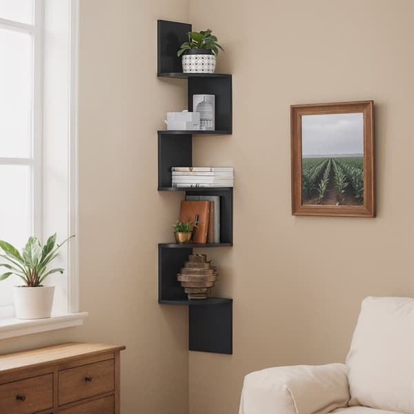 Corner Board - Wall hylde med 5 niveauer, flydende design til bøger