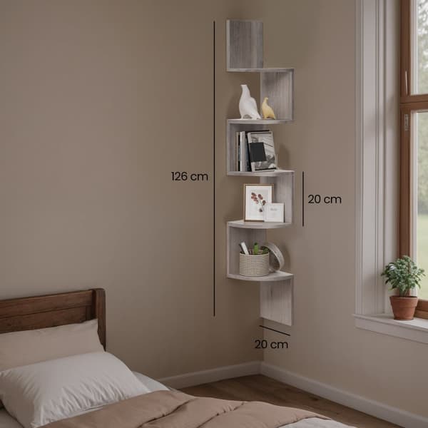 Corner Board - Wall hylde med 5 niveauer, flydende design til bøger
