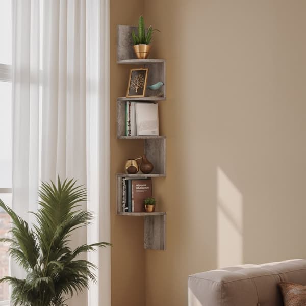 Corner Board - Wall hylde med 5 niveauer, flydende design til bøger