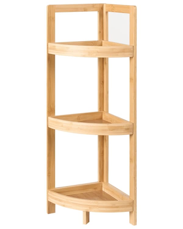 Baderomshyller i Lysebrunt Bambustre med 3-delt Kurvdesign Moderne Design