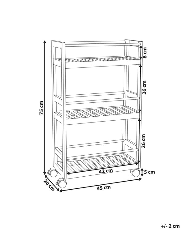 Baderomsvogn i Lysebrunt Bambustre Lyst Tre 3-delt Hyller Moderne Design