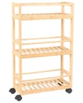 Miniatyrbilde 1 av 6: Baderomsvogn i Lysebrunt Bambustre Lyst Tre 3-delt Hyller Moderne Design