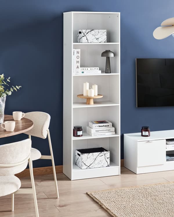 Bogreol hvid fiberplade 5 hylder bogreol Skandinavisk stil