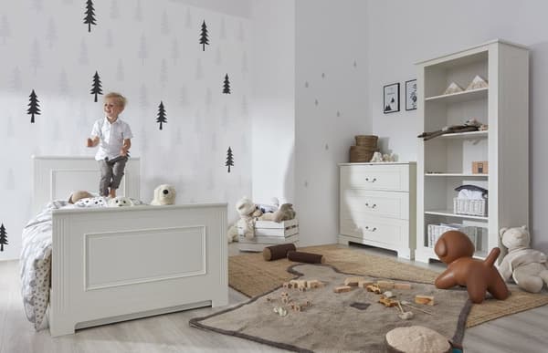 Ines Bokhylla för Barn – Lackerad MDF med Relieffrästa Ornament (180 cm)