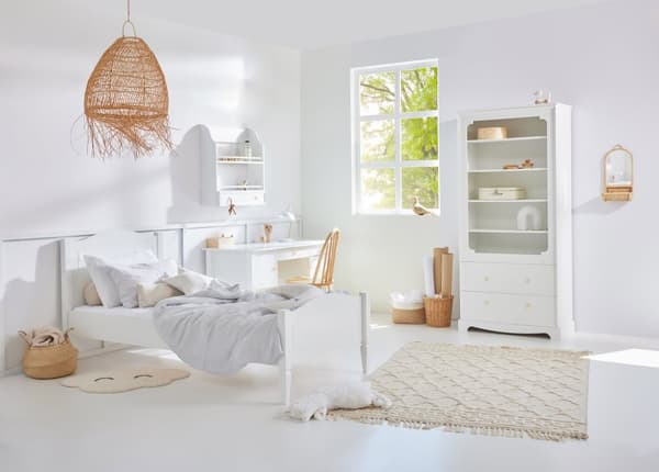 Royal Bookcase White - Høj børnereol med 5 hylder og 2 skuffer